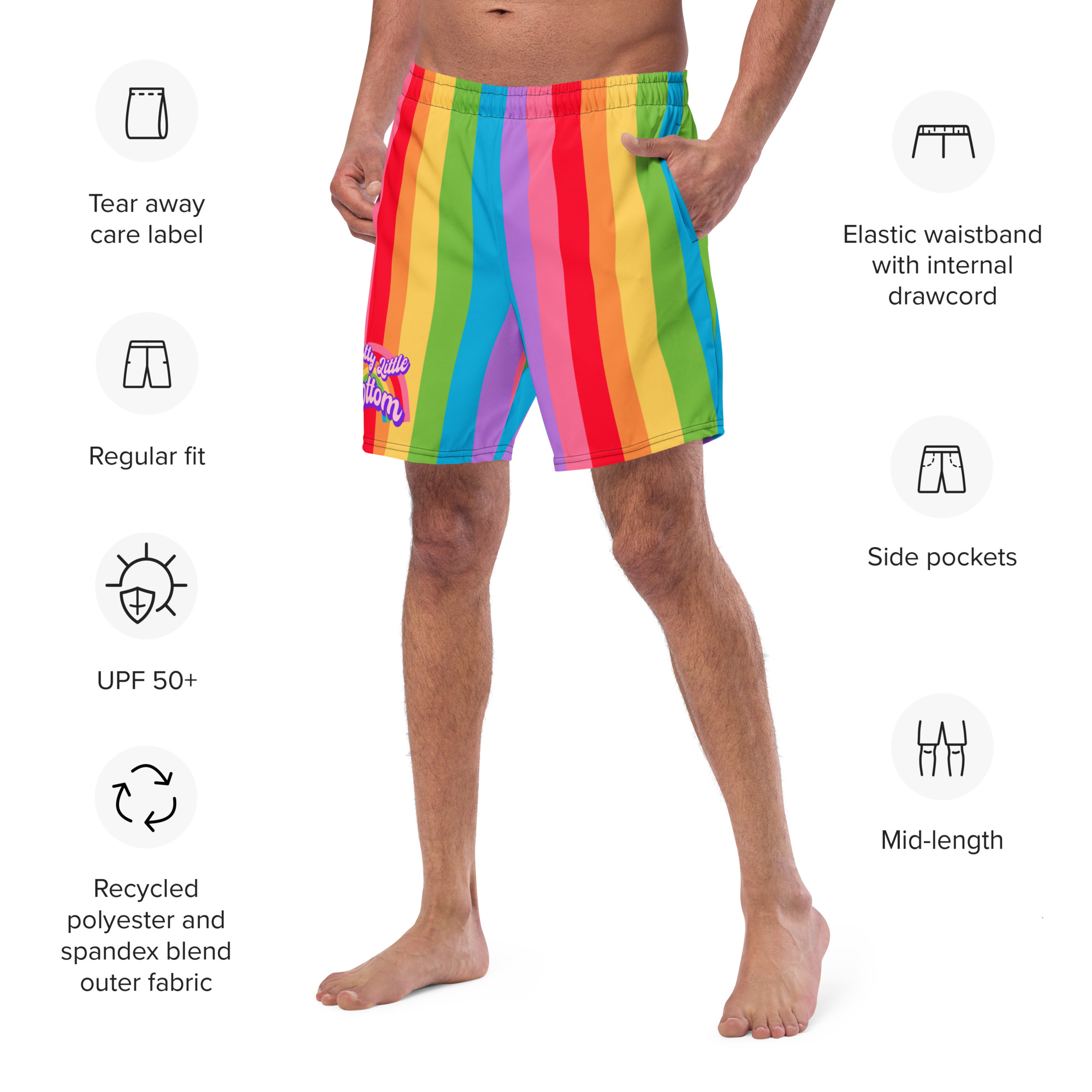 Slutty Little Bottom Rainbow – Men’s swim trunks | Astra Zero